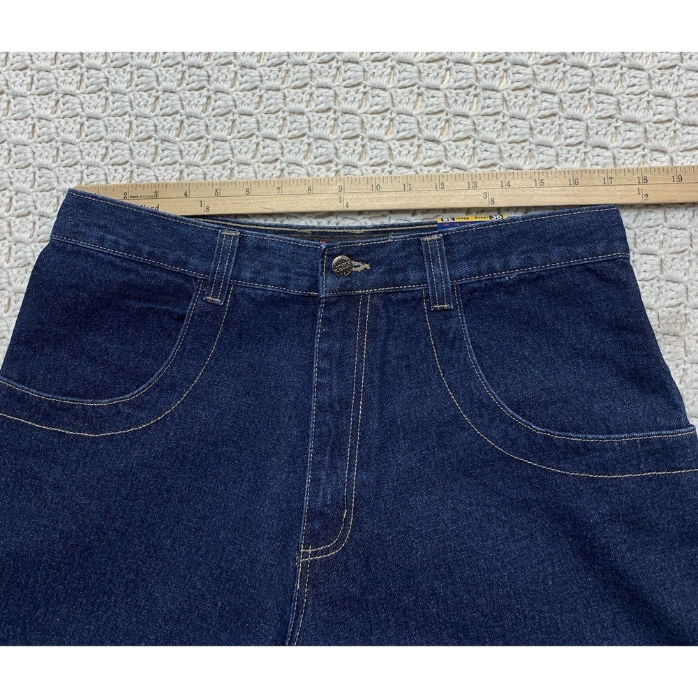 Vtg 90s Jynx Jeans Men Tag 36 Approx 34x30 Wide Baggy Skater Blue Denim Made USA - Picture 9 of 13